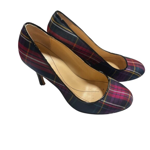 Kate Spade New York Plaid 7M Heels Multicolor Leather - Picture 1 of 5